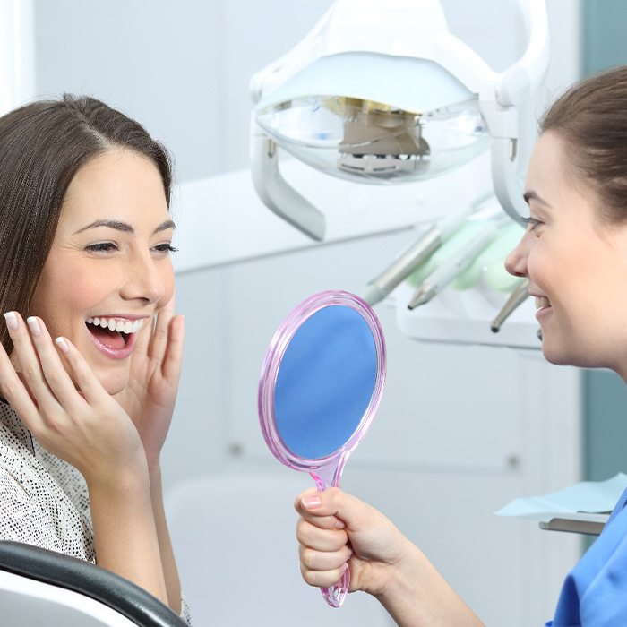 A woman after teeth whitening