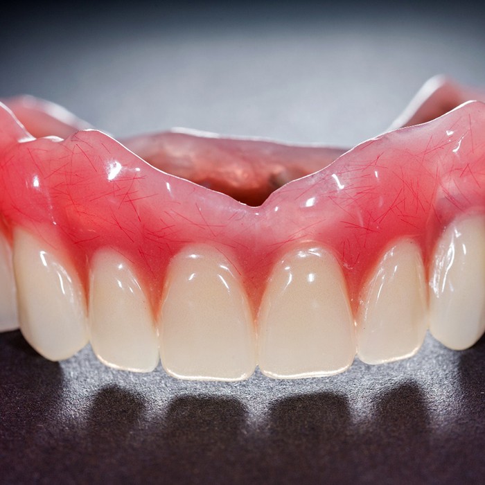 Close-up of dentures in Baytown, TX for the upper arch